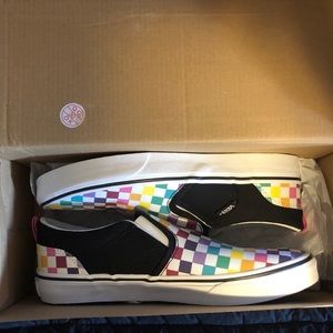 kids slip on checkered vans